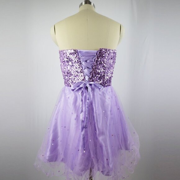 Women's Short Sparkly Homecoming Dresses Sequins Party Gowns Lilac Size 8 - Picture 4 of 14